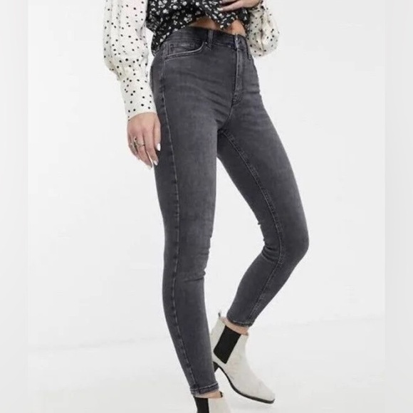 Topshop Jamie Skinny Jeans High Rise Cropped Ankle Length Washed Black Size 26 - Picture 4 of 16